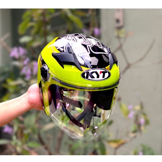 MŨ BẢO HIỂM 3/4 2 Kính M268 Camo lên logo KYT, bảo hành 12 tháng