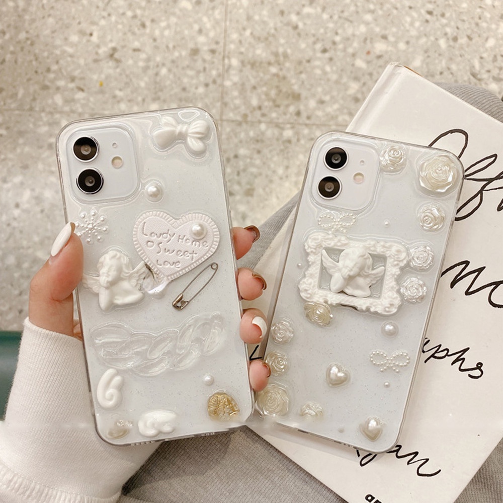 Ốp Điện Thoại TPU Mềm Trong Suốt Chống Sốc Họa Tiết Hoa Hồng 3D Cho iPhone12 11 Pro Max X Xs XR 8 7 Plus