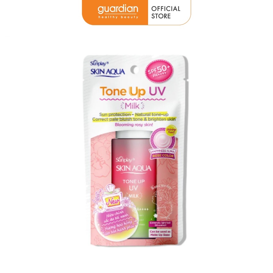 Sữa Chống Nắng Hiệu Chỉnh Sắc Da Skin Aqua Tone Up UV Milk Happiness Aura Rose Color 50Gr