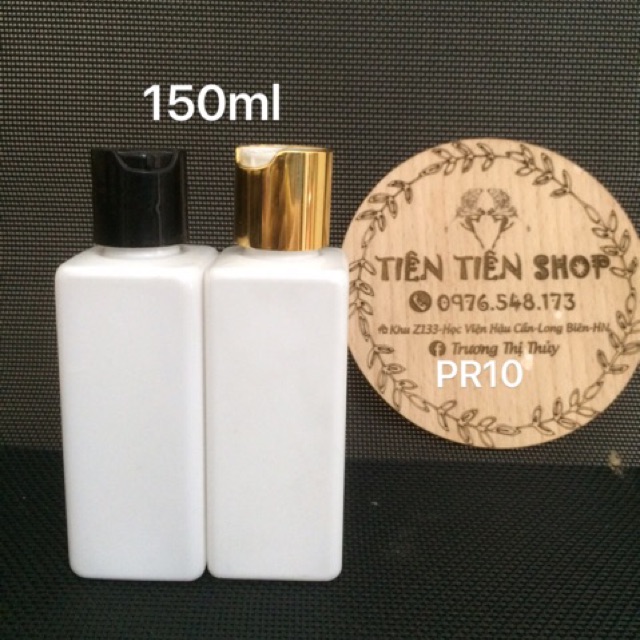 Chai nhựa vuông trắng 150ml nắp bật Press