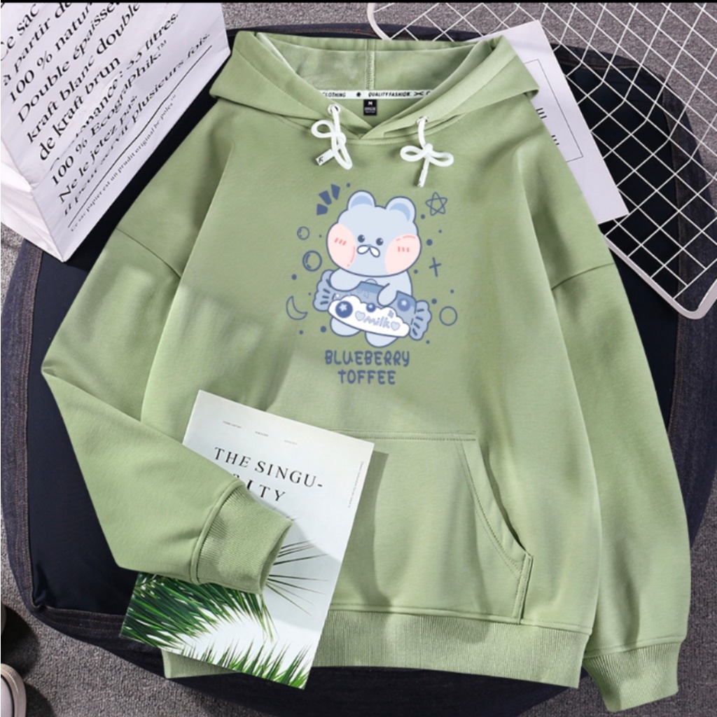 Áo hoodie PEWARN dáng rộng in họa tiết hoạt hình dễ thương thời trang 2022 cho nam và nữ