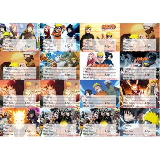 Nhãn vở anime NARUTO 1 tờ 16 nhãn vở ,giá 12k