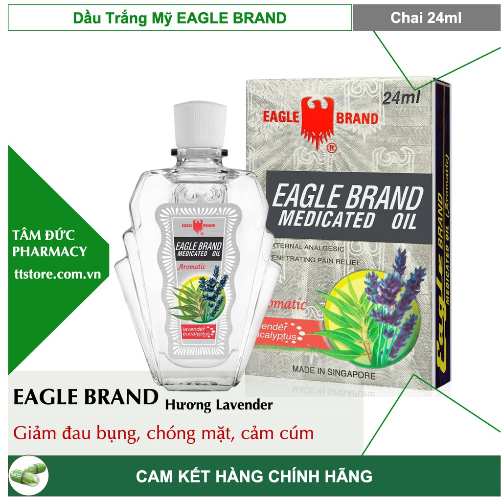 🌟[Chính Hãng] [Date 06.2021] Dầu gió trắng con ó Eagle Brand hai nắp 24ml Hương Lavender