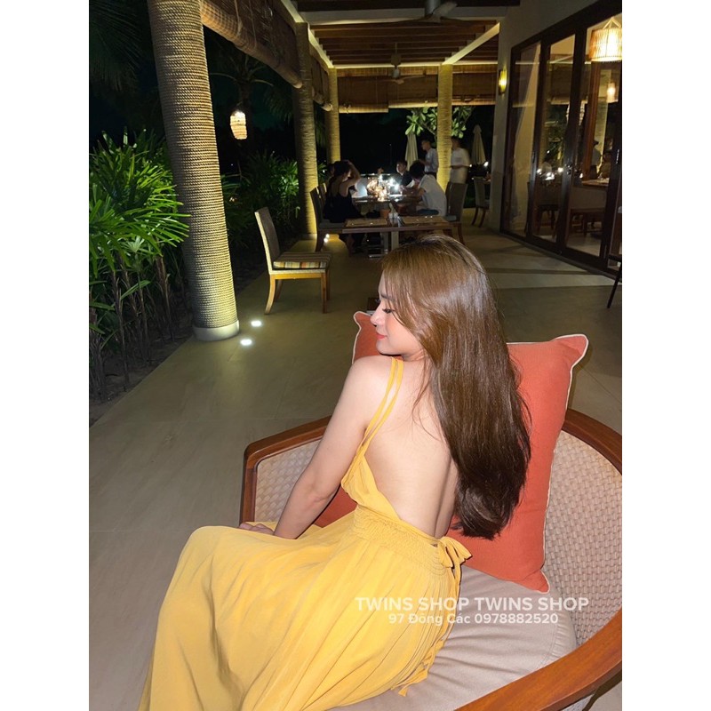 váy maxi hở lưng dây eo 1281