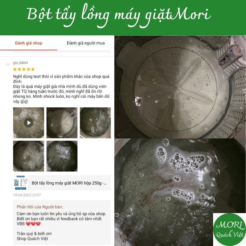 Bột tẩy lồng máy giặt Mori- đánh bay mảng bám trong máy giặt, hộp 250g/ 500g