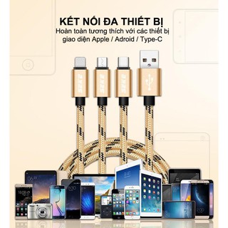 Dây cáp sạc đa năng 3 trong 1 (Lightning - Micro USB - Type-C - Loại cực tốt)