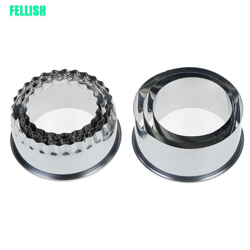 Set 3 Dụng Cụ Cắt Bột Làm Bánh Bằng Thép Không Gỉ Hình Tròn / Bông Hoa Tiện Dụng