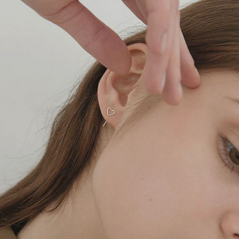 Bông tai tim 100% bạc S925