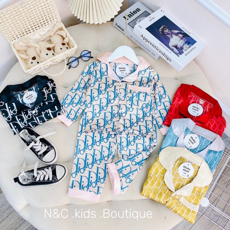 Bộ pijama lụa Di ờ dài tay mềm mại cho bé trai bé gái - BPLDDT