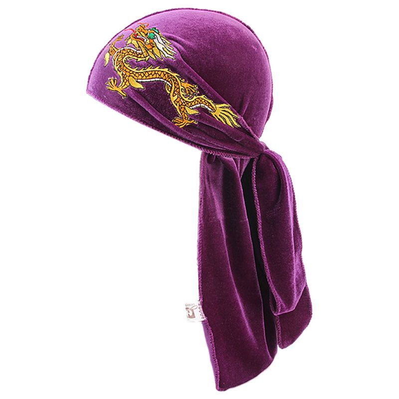 Mũ Turban Nhung Thêu Hình Rồng Phong Cách Truyền Thống Trung Hoa