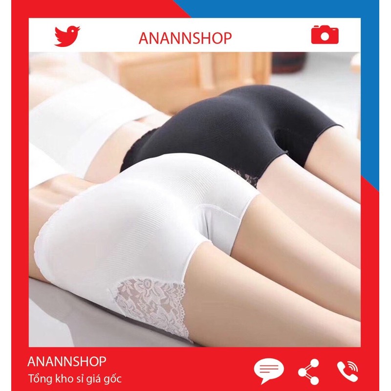 Quần Ngủ Nữ Có Thể Mặc Trong Váy Chất Liệu Cotton Phối Ren Gợi Cảm Hỗ Trợ Nâng Mông Co Dãn 4 Chiều