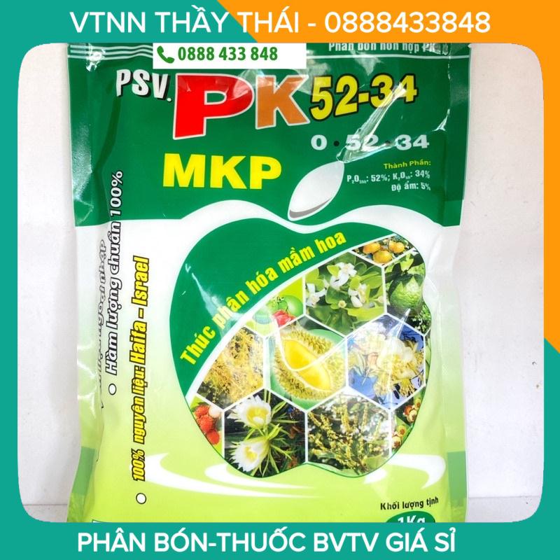 Phân bón lá MKP 0-52-34 giúp xanh cây, dày lá, cứng cây chống đổ ngā, ngăn chặn sự phát triển đọt