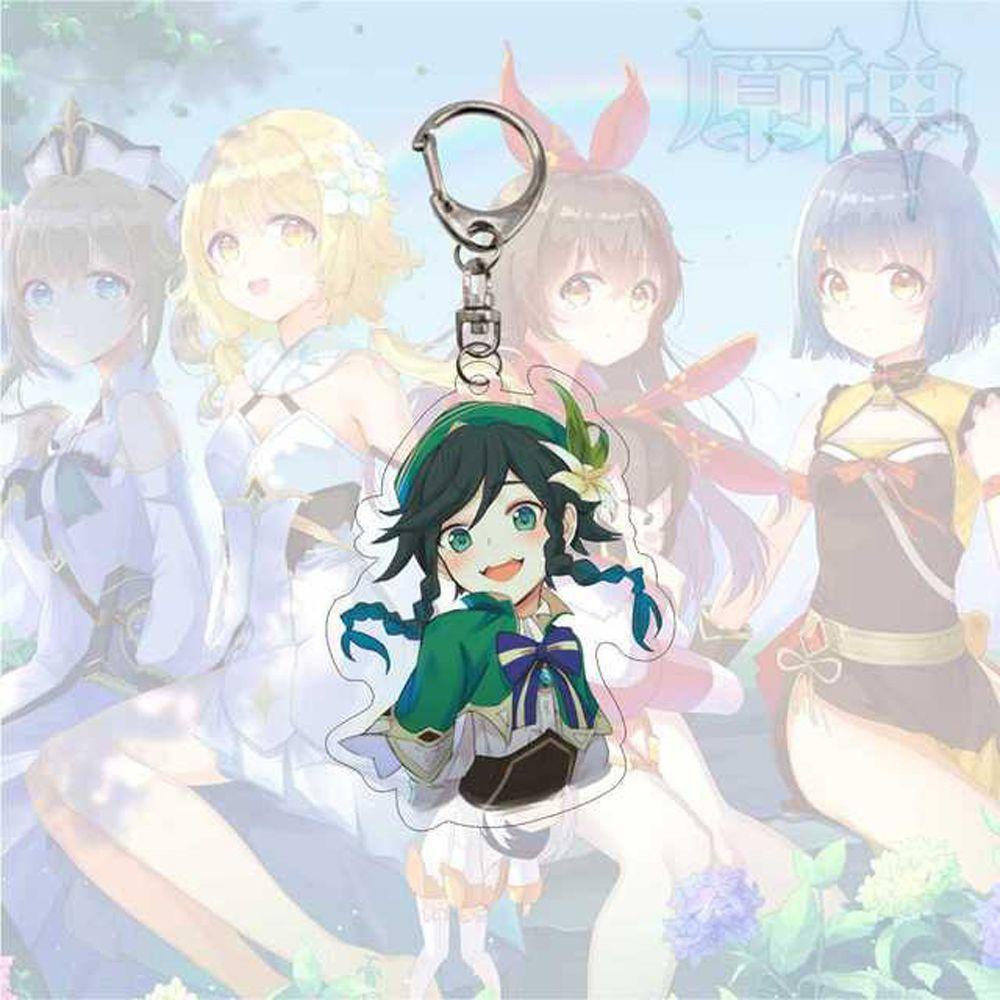 Móc Khóa Xe Hơi Hai Mặt Trong Suốt Hình Anime Genshin Va Chạm Cho Người Hâm Mộ