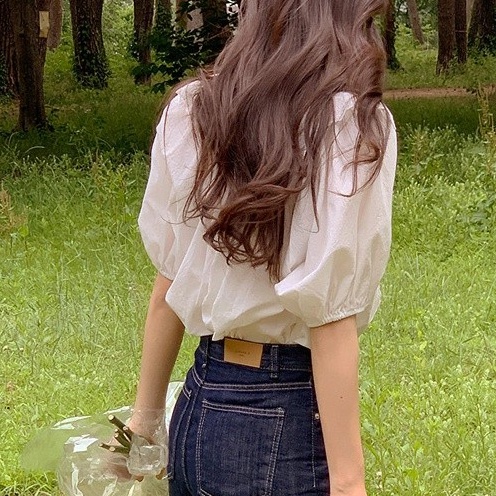 Áo kiểu SUXI tay ngắn cổ tròn dáng rộng phong cách Hàn Quốc thời trang mùa hè ngọt ngào xinh xắn cho nữ