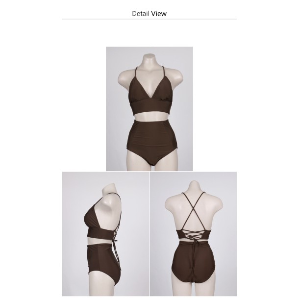 Bikini trơn basic cạp cao che khuyết điểm vòng bụng (Có lót ngực) | BigBuy360 - bigbuy360.vn