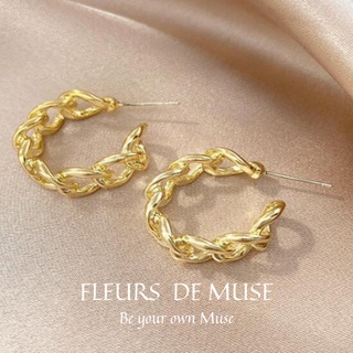 Khuyên tai tròn xoắn cỡ vừa thiết kế độc đáo Fleurs de Muse