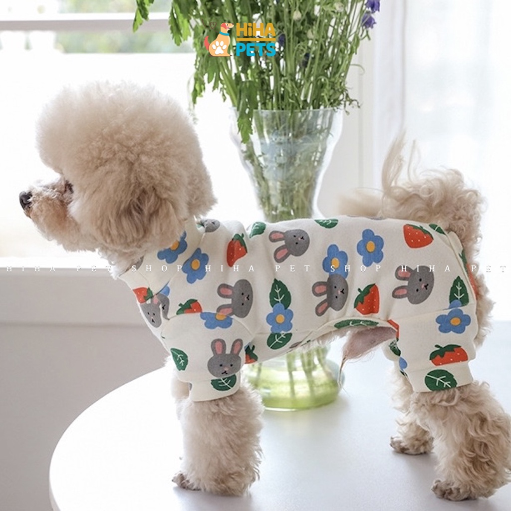 Quần Áo 4 Chân Cho Chó Mèo Cao Cấp Quần Áo Jump Cho Thú Cưng Thun Cotton Ấm Áp Mặc Ngủ Hihapet.
