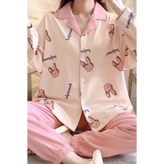 Bộ Ngủ Pijama Nữ Dài Tay Mặc Nhà Thu Đông Kate Loại 1 Thỏ Hồng | BigBuy360 - bigbuy360.vn
