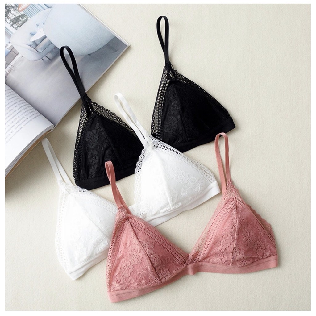 Áo Lót Lace Bralette Quai Mảnh Ren Mềm Mút Liền Phong Cách Châu Âu B058