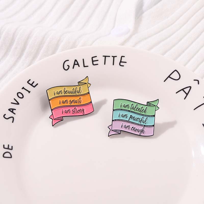 Huy hiệu cài áo thiết kế họa tiết chữ cái I Am tráng men thời trang unisex