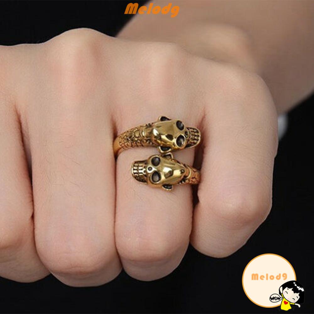 MELODG Rock Rap Vintage Stainless Jewelry Finger Skull Head Ring