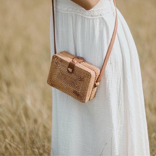 Túi mây tre handmade hộp chữ nhật