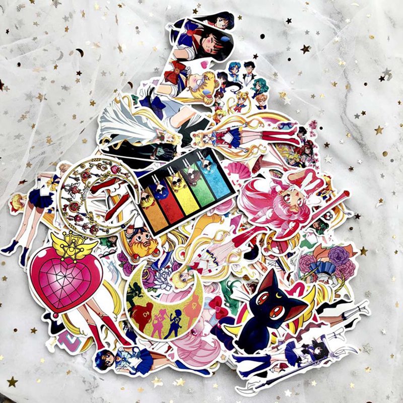 Sticker hoạt hình thủy thủ mặt trăng dán trang trí sinh động