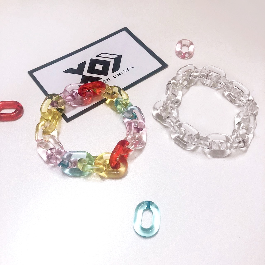 Vòng Đeo Tay Nhựa Acrylic Trong Suốt Màu Sắc Cầu Vồng Thời Trang Phong Cách Hàn Quốc