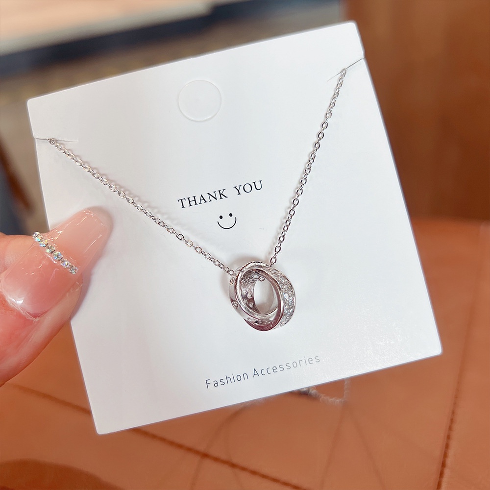 XiaoboACC Vòng cổ Mặt Nhẫn Đôi Bằng Thép Titan Cho Cặp Đôi - 38CM+6CM