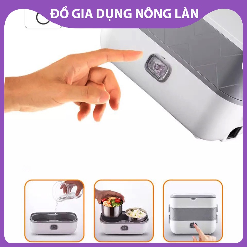 Hộp cơm văn phòng cắm điện 2 tầng inox NL Shop, cặp lồng cắm điện cao cấp