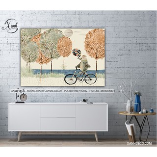 Tranh canvas phong cảnh vintage CHÚ CÁO NHỎ KHỔ LỚN 60X90 cm