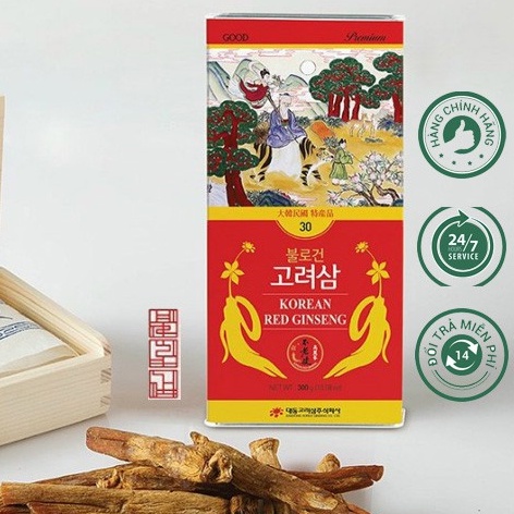 Hồng Sâm Củ Khô 6 Năm Tuổi Daedong Korea 300g Hộp 10 Củ