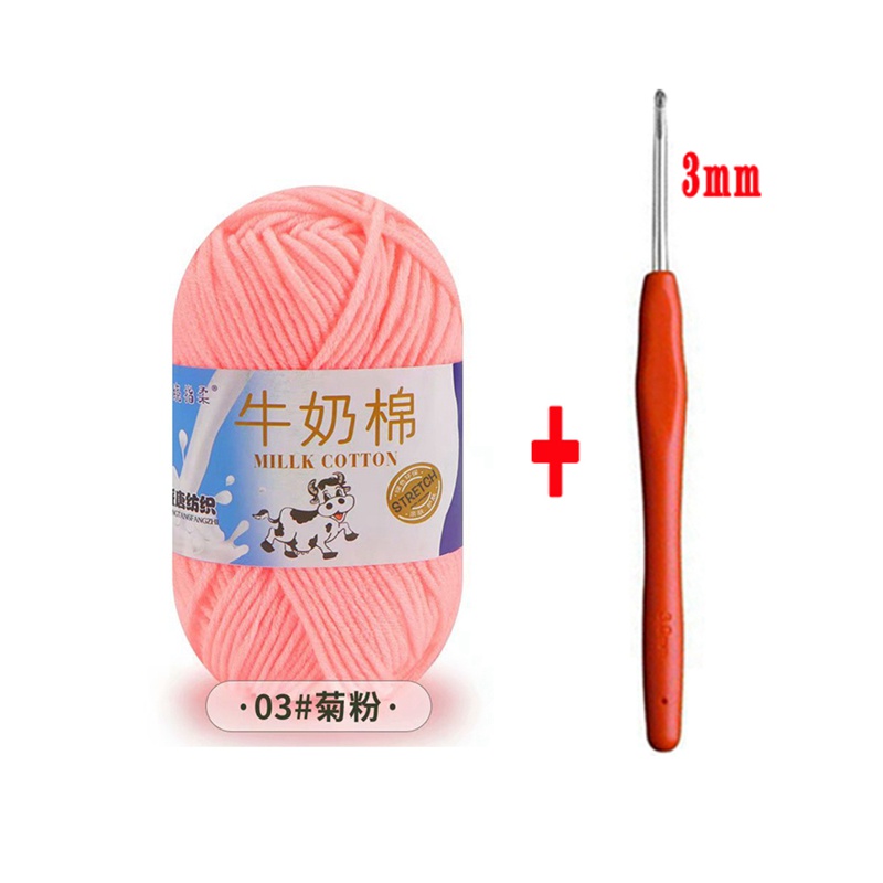 1 Cuộn Len Sợi Cotton Sữa 5 Lớp 50g Kèm 1 Kim May Vá