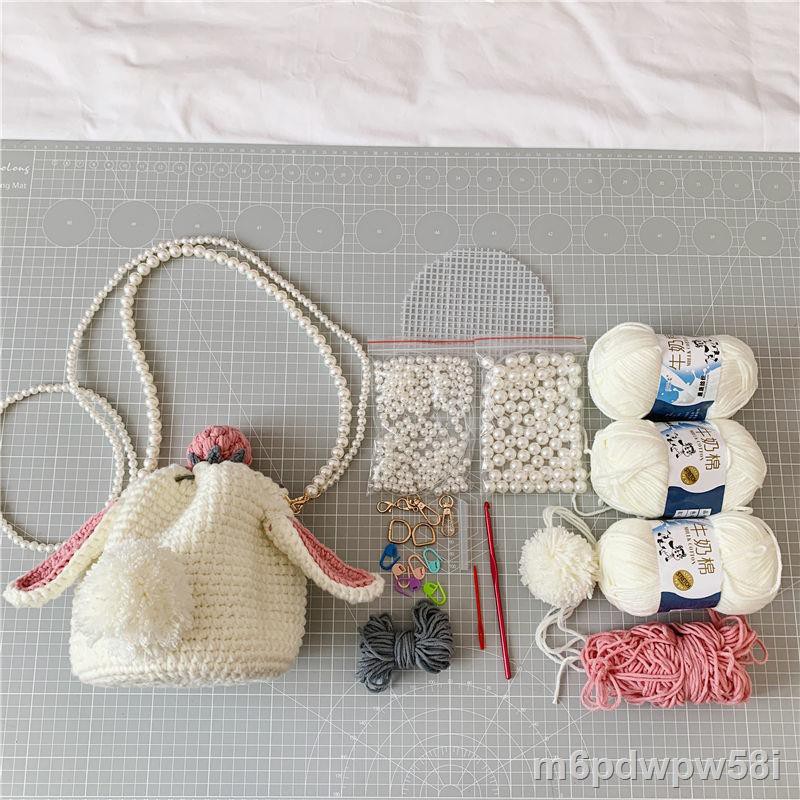 Thu đông mới 2020 handmade tự làm dâu tây túi xô nhỏ len đan gói nguyên liệu thỏ dễ thươngX