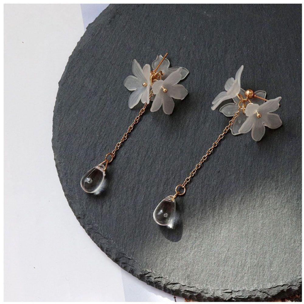 Bông Tai Thả Trong Suốt Phong Cách Nhật Bản|Bông Tai Hoa Cúc Dáng Dài Xinh Xắn Dành Cho Nữ