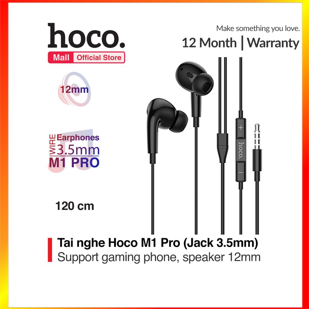 Tai nghe Hoco M1 Pro, được làm từ chất liệu TPE siêu bền, speaker 12mm, hỗ trợ gaming phone, dài 120cm - MrPhukien