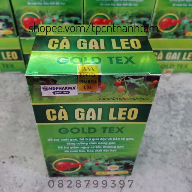 Viên uống bổ gan Cà Gai Leo GOLDTEX bảo vệ gan ,  làm mát , giải độc , hạ men gan - HỘP 50 viên