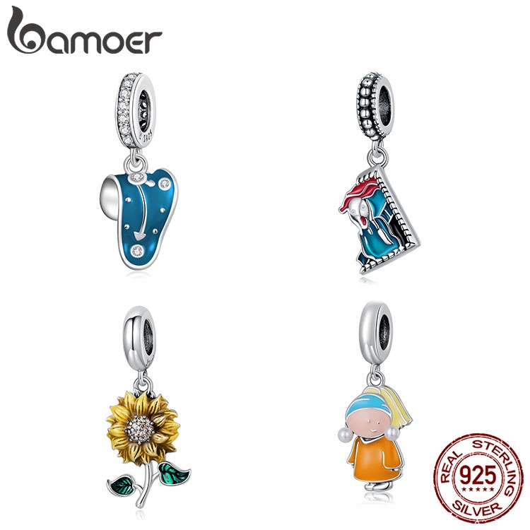 Hạt trang sức Bamoer SCC2078 bạc 925 thiết kế 4 kiểu thời trang chuyên dụng cho làm đồ trang sức thủ công