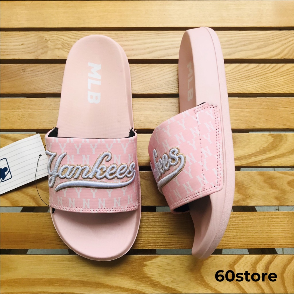 Dép Quai Ngang Nữ Dép MLB Dép Nữ Thêu Nổi Sắc Nét Chữ Yankees Thời Trang