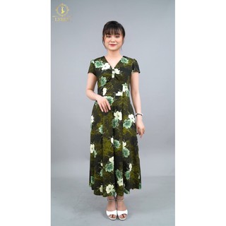 Đầm trung niên LYBEE dáng xòe thun lụa cao cấp 633