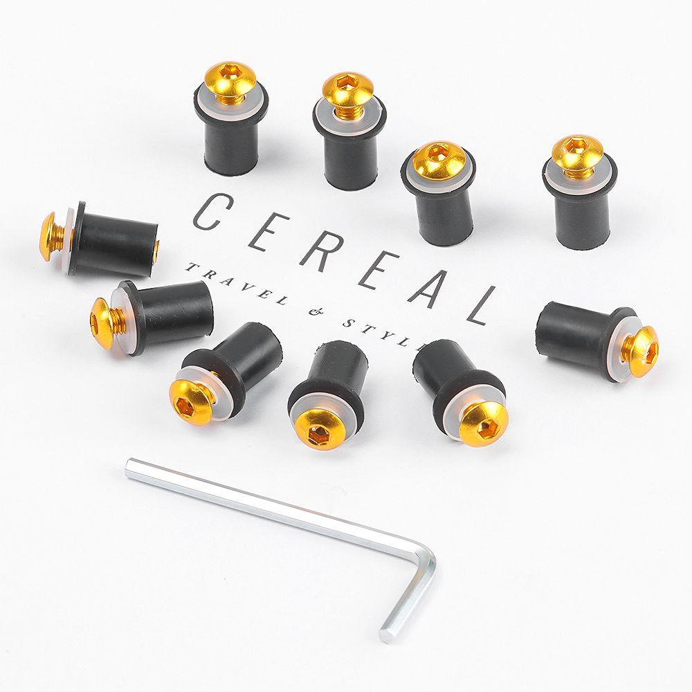 Set 10 Ốc Vít Bằng Nhôm CNC Trang Trí Kính Chắn Gió Xe Máy