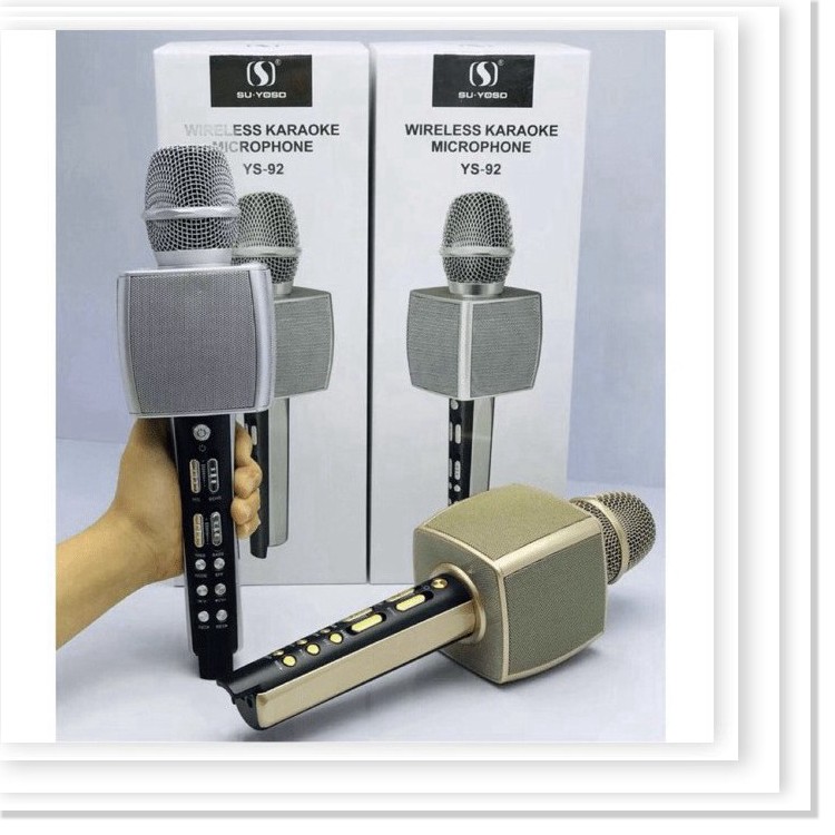 Micro Karaoke Bluetooth YS-92 Trang Bị Soudcard Dùng Livetream Vùa Hát Như Micro Loa Rời Bình Thường