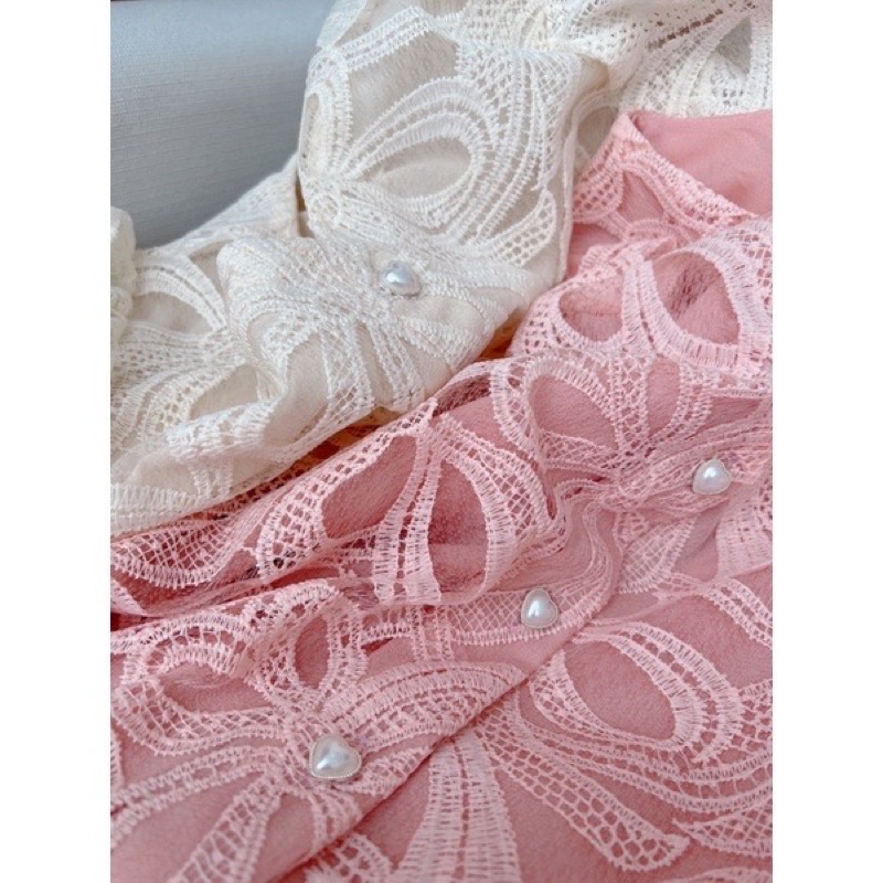 Đầm ren hai lớp đuôi cá dáng dài tiểu thư nhẹ nhàng, váy phom suông dễ mặc