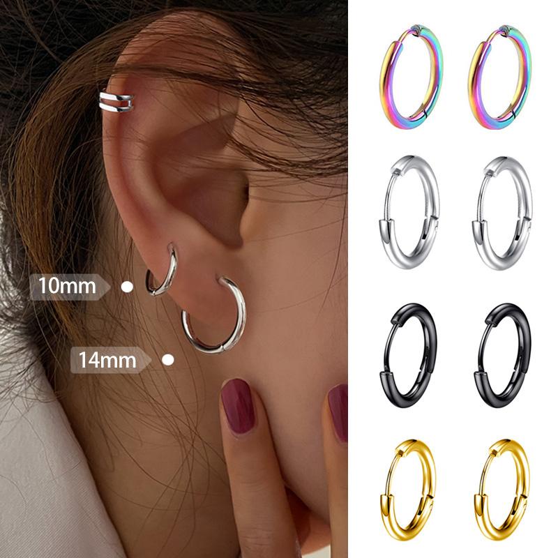 1 Khuyên Tai Tròn Nhiều Màu Sắc Phong Cách Châu Âu 8~20mm