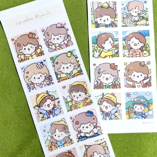 Tấm 10 miếng sticker mini 3cm màu sắc đẹp mắt cute