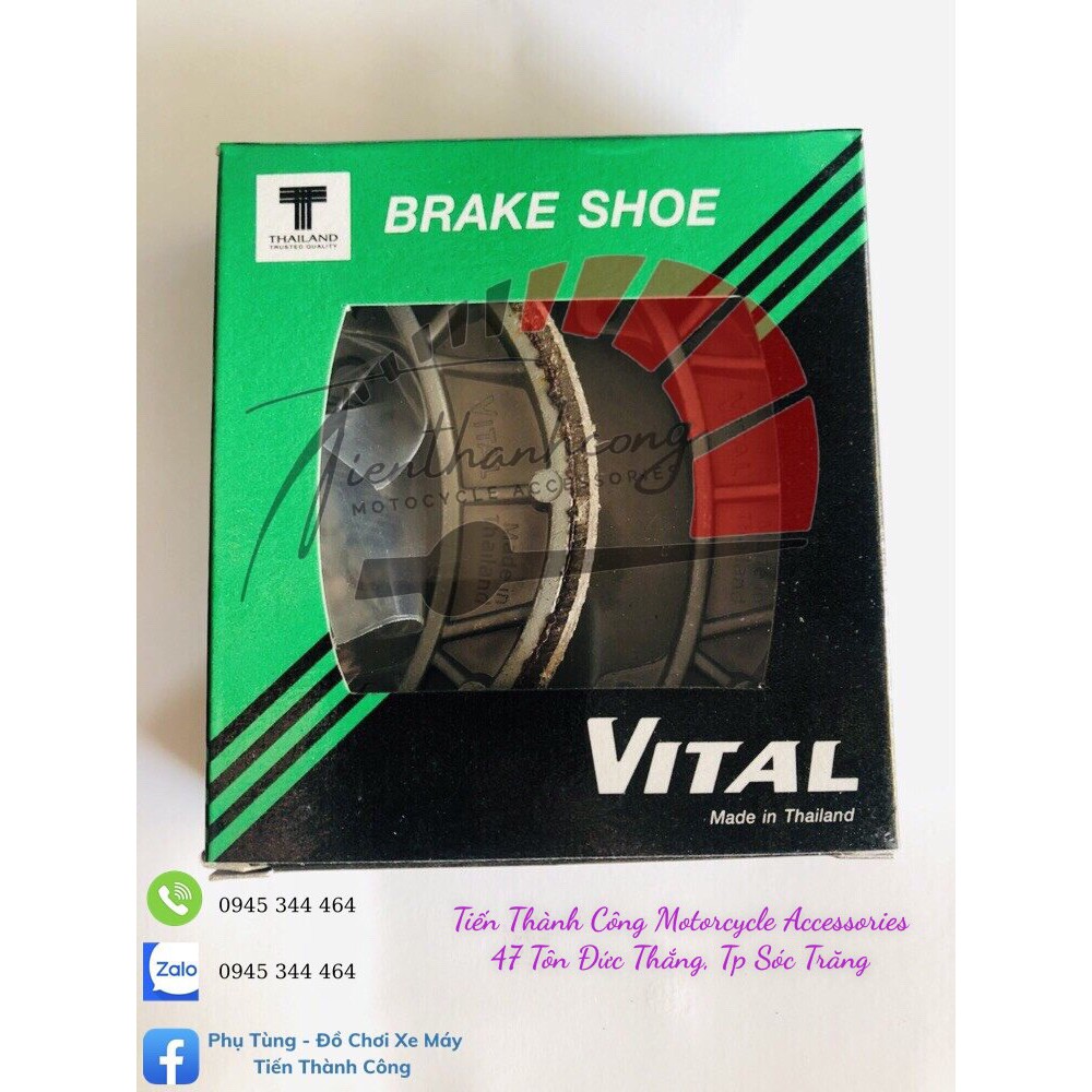 Bố thắng đùm/Má phanh xe Dream/Wave/RS/Future V1, Neo, X, 125/Blade  thương hiệu Vital  kèm lò xo.