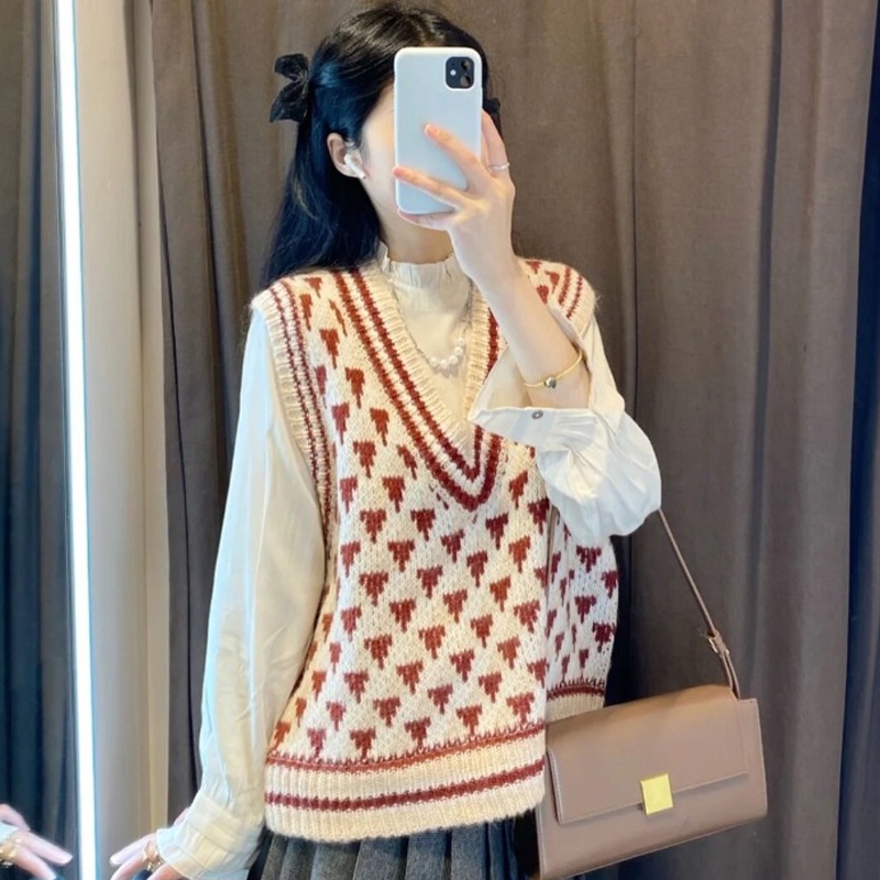 Áo dệt kim cổ chữ v thiết kế mới thời trang mùa xuân thu cho nữ