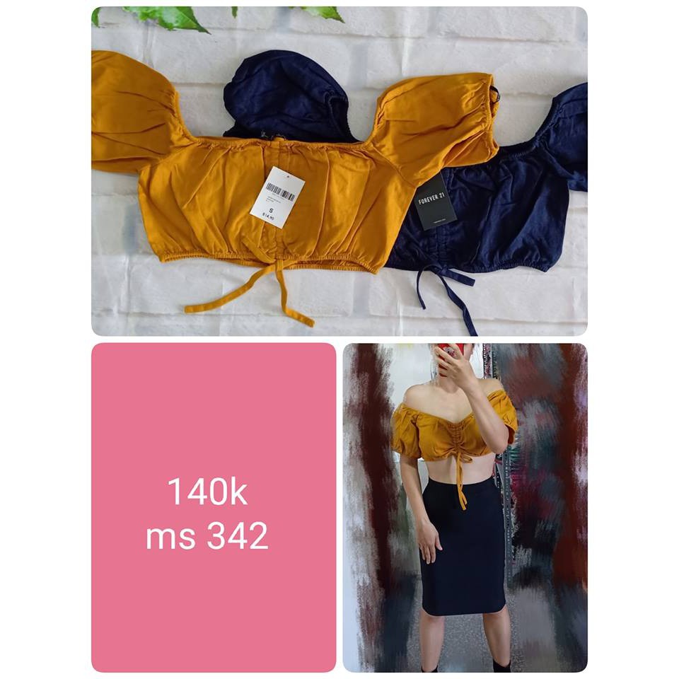 Áo croptop linen rút dây F2I