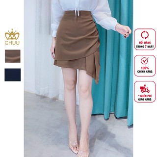 Chân váy công sở nữ bèo lệch kate hạt, váy ngắn trên gối CHUU CV6111