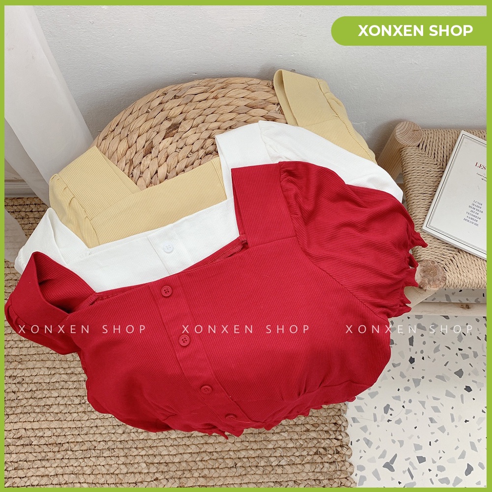 Áo kiểu croptop viền sóng form dể thương chất vải mền mịn thoáng mát XONXEN SHOP QUẢNG NGÃI freesize mã 3318 | BigBuy360 - bigbuy360.vn